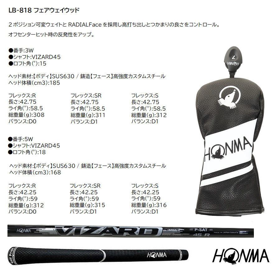HONMA GOLF（本間ゴルフ） 保証書無し商品 ホンマ LB818 フェアウェイ