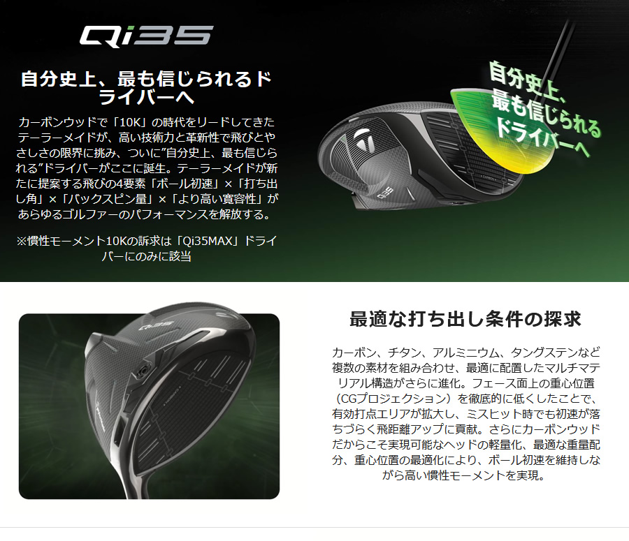 TaylorMade（テーラーメイド） 日本仕様 Qi35 ドライバー 純正カーボン