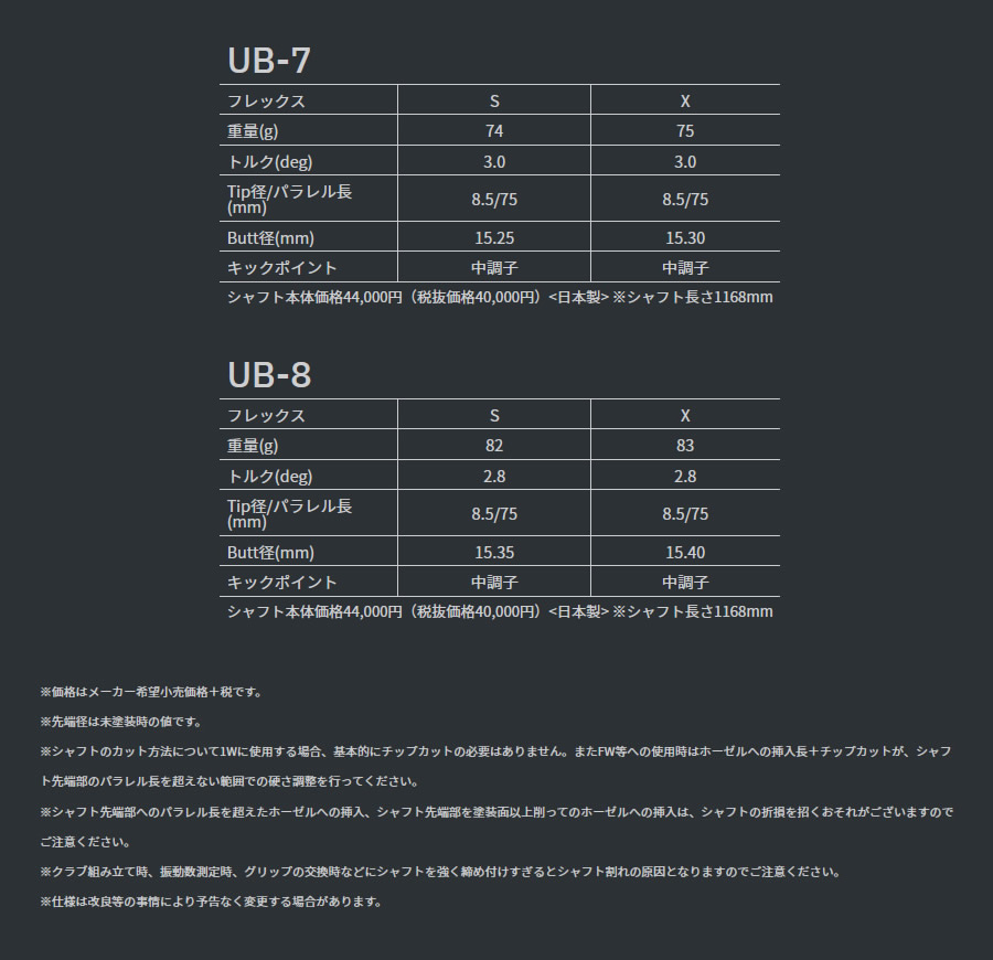 日本仕様 グラファイトデザイン Tour AD UB ツアーAD UBシリーズ