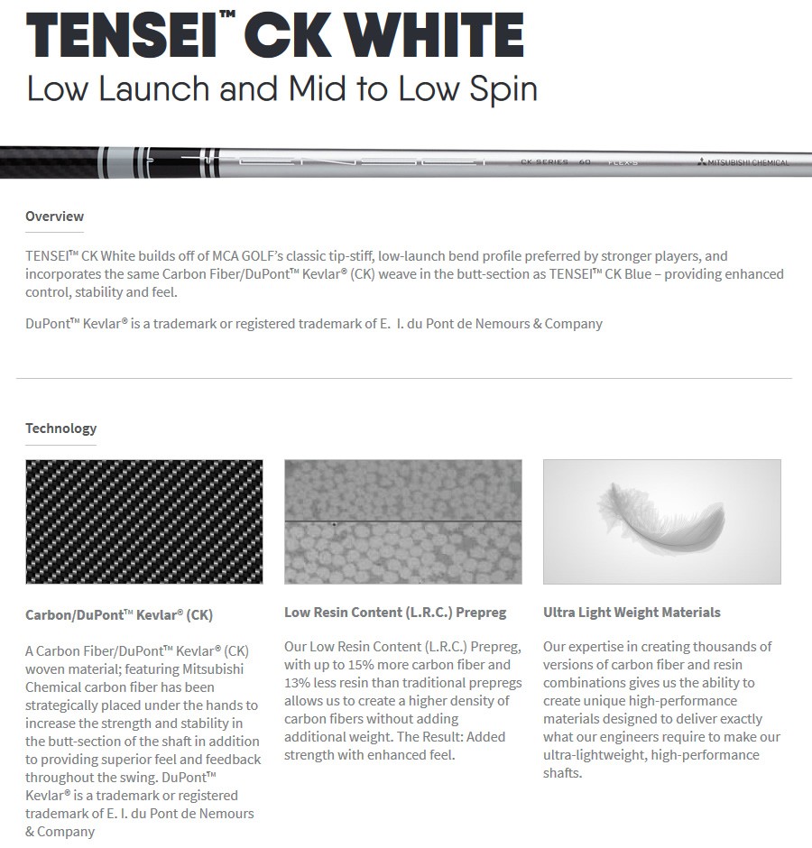 Us仕様 三菱ケミカル ゴルフ Tensei Ck White テンセイckホワイト