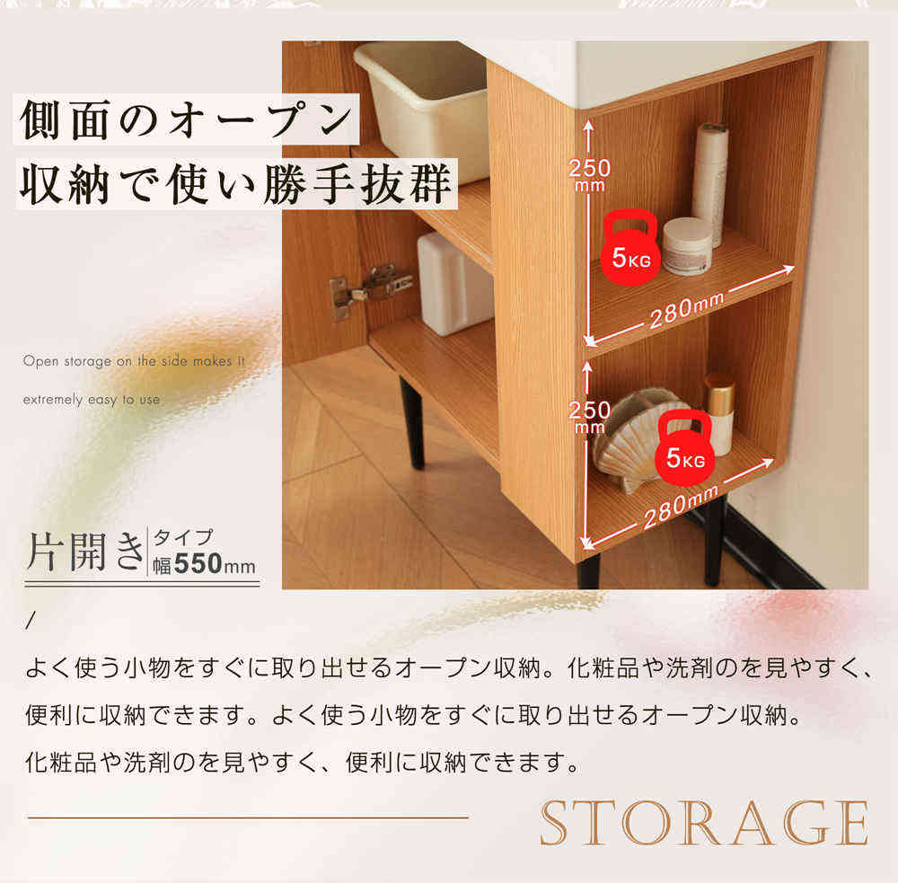 即納】【1年品質保証】洗面化粧台 片開きタイプ 両開きタイプ 幅55