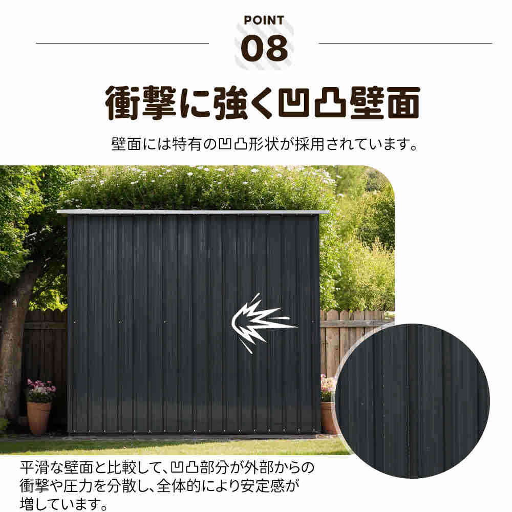 【新品特価】【即納\u00261年品質保証】可動棚\u0026すべり出し窓付き 大型 物置 屋外 スチール 倉庫 戸外収納庫 194cm*152cm*174cm 屋外物置の画像