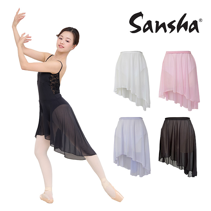 新品バレエ用　Moraine シアー・フィッシュテイル・スカート　ライトピンク Sansha（サンシャ） フィッシュテール プルオンスカート 55BD2631P