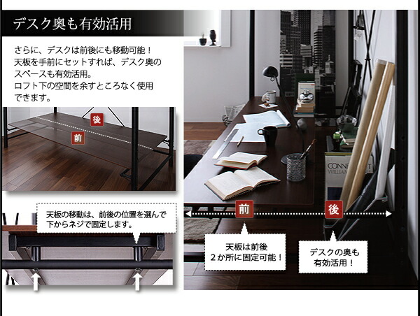 ロフトベッド 階段 階段付き ハイタイプ ロフト ベッド システムベッド パイプ パイプベッド 収納 宮付き コンセント付 ベッドフレームのみ シングル_7