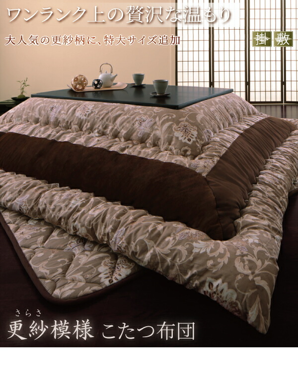 こたつ布団セット 更紗模様こたつ布団 掛布団&敷布団2点セット 正方形(75×75cm)天板対応