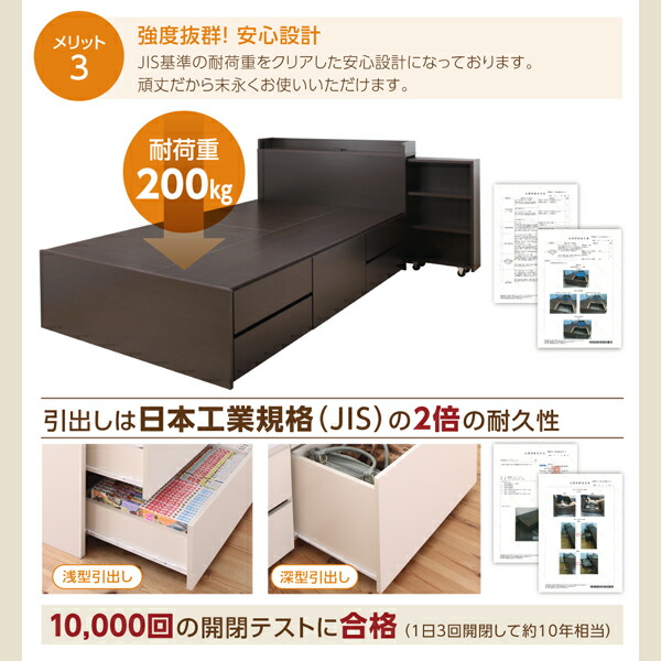 収納付きベッド マットレス付き 収納 収納付 収納ベッド コンセント付 大容量 薄型プレミアムポケットコイルマットレス付 【シャドー】 シングル レギュラー丈