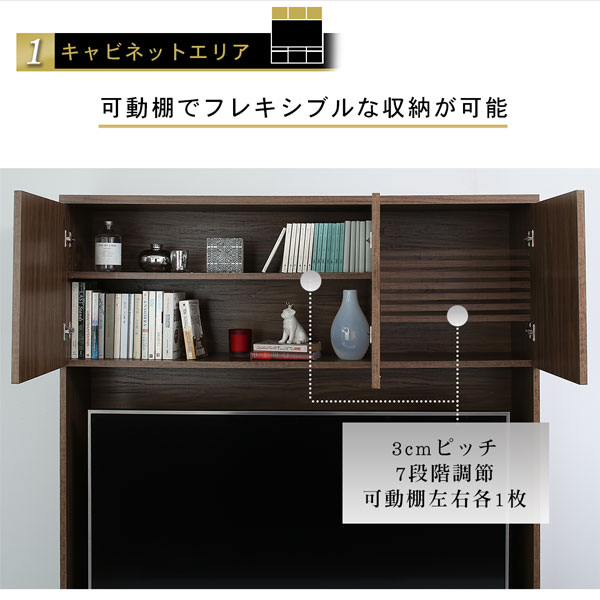 ハイタイプテレビボードシリーズ 2点セット(テレビボード+キャビネット