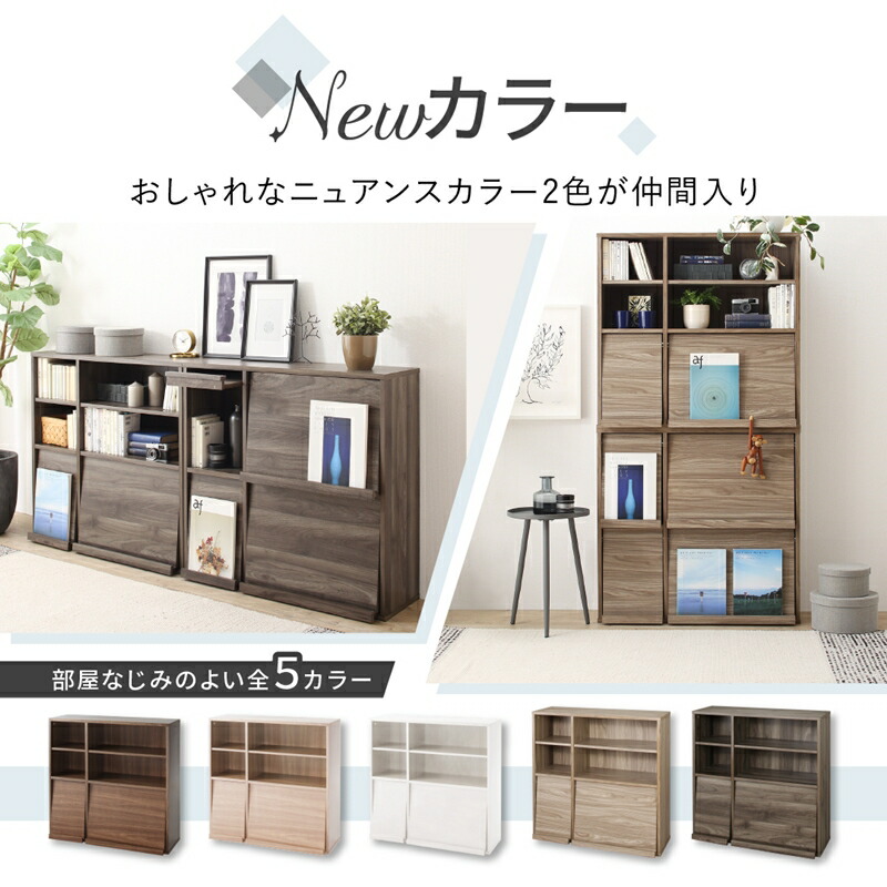 本棚 2個組 扉付 幅60 奥行25 2個セット キャビネット 北欧 ブックシェルフ 絵本棚 薄型 モダン 大容量 下収納 扉付き スリムタイプ 幅60 奥行25_1