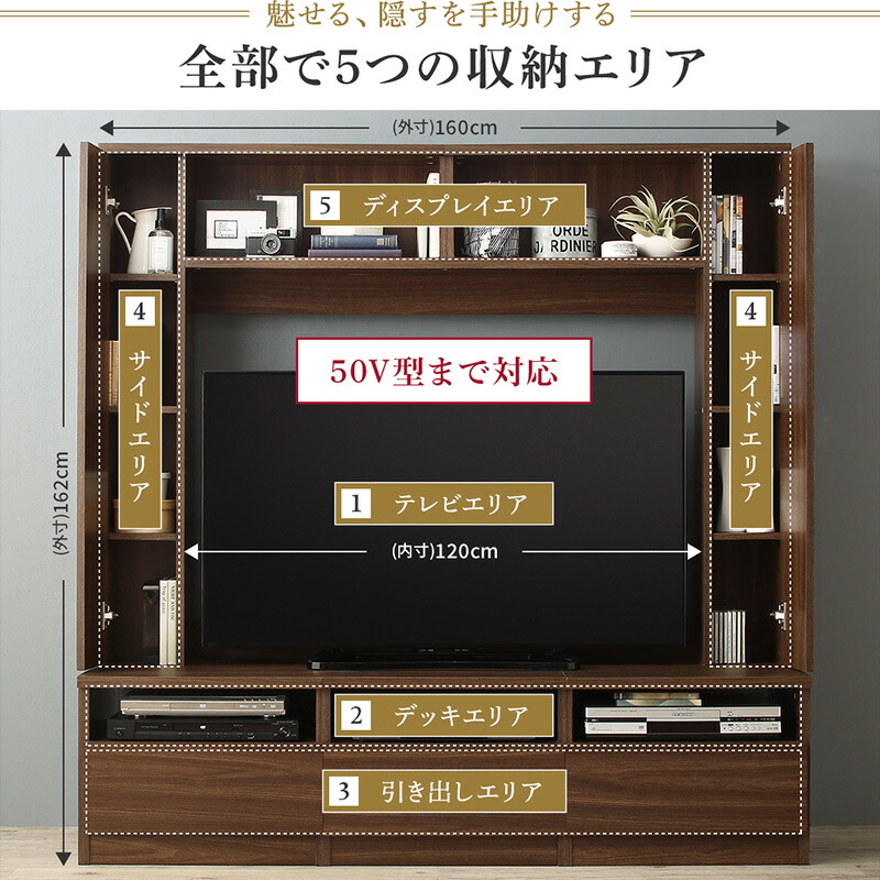 テレビ台 ハイタイプ ウォールナット テレビボード TV台 50型 50インチ