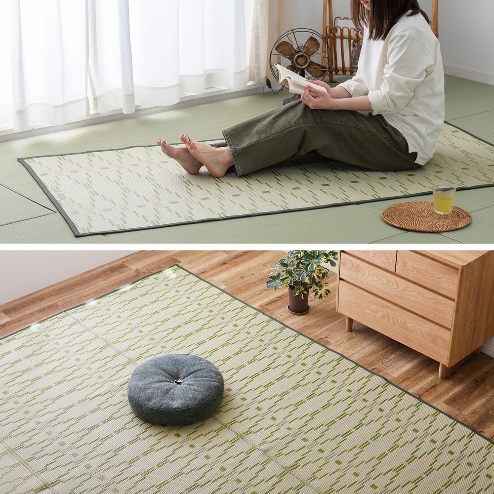 洗えるい草風カーペット やなぎ 江戸間 6畳（261×352） : エバニスタ