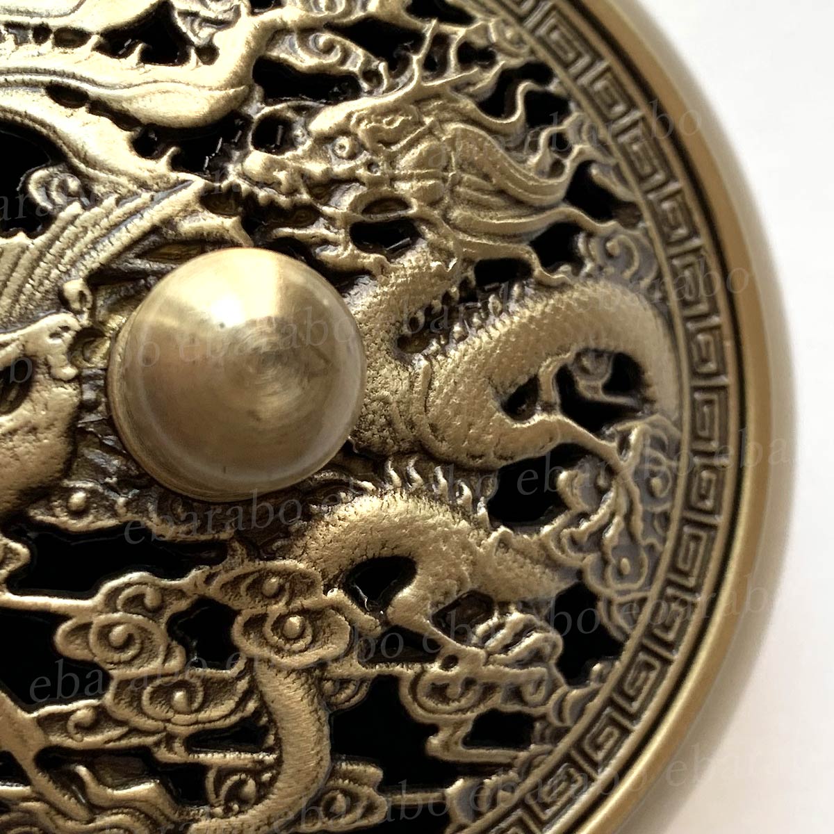 香炉 銅 アンティーク調 龍 龍と鳳凰 お香立て付き 高品質 丸香炉 仏具