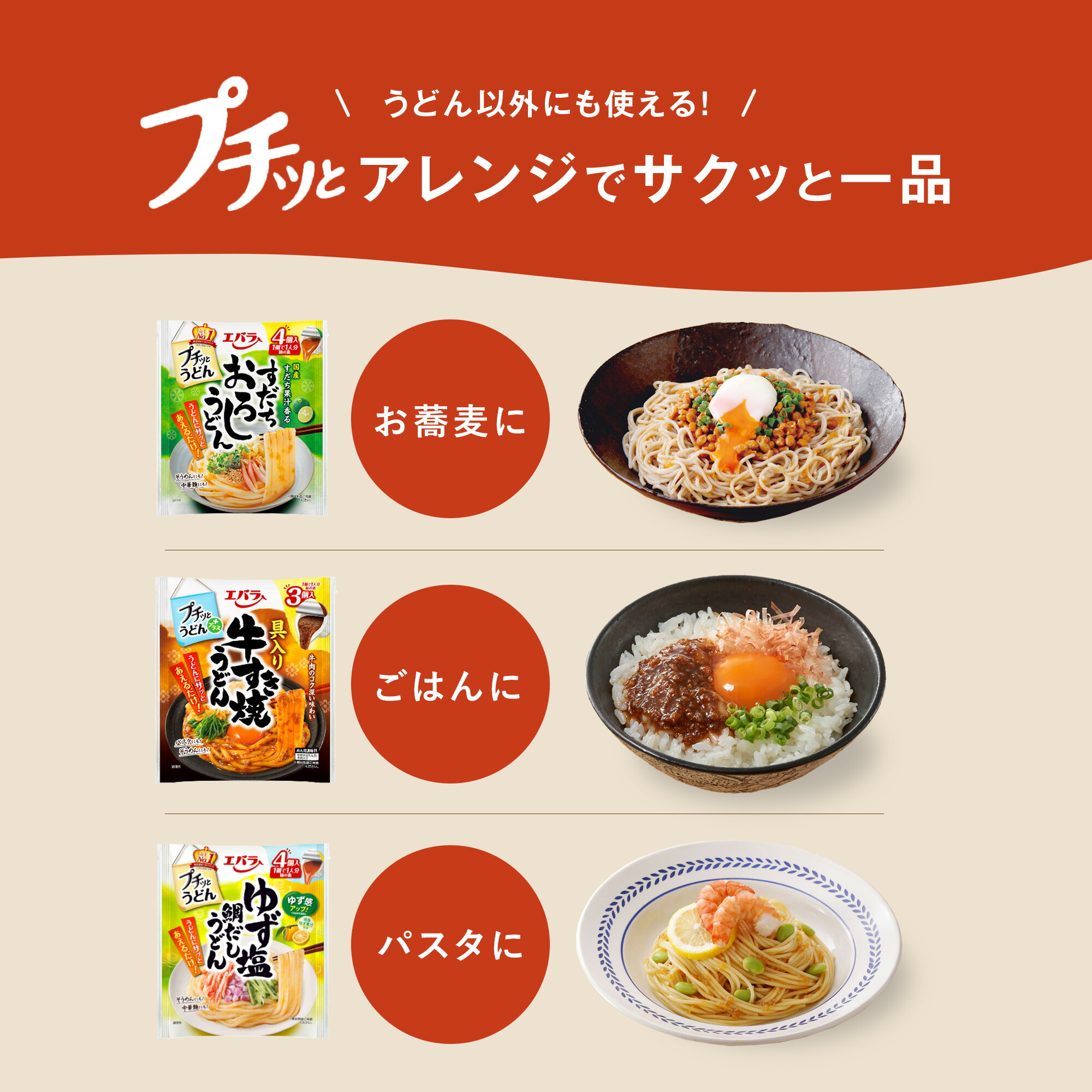 プチッとうどん 釜玉うどん 92g(23g×4) エバラ 調味料 うどん さぬき 讃岐 つゆ たれ 出汁 めんつゆ 本格 釜玉 お手軽 簡単 エバラ食品 関連画像3