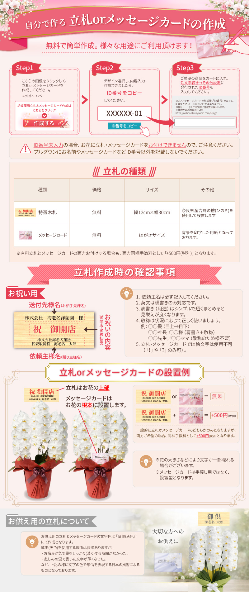 立札orメッセージカードの作成