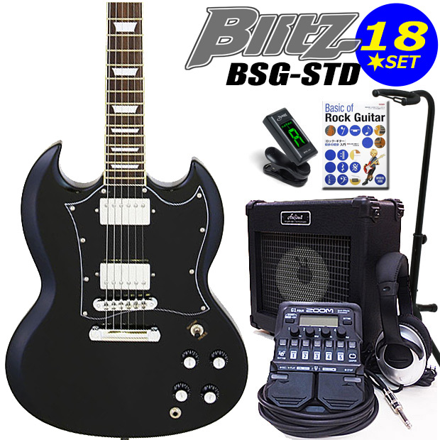 Aria Proll エレキギター初心者セット ZOOM G1Four付 BSG-STD/BK Blitz