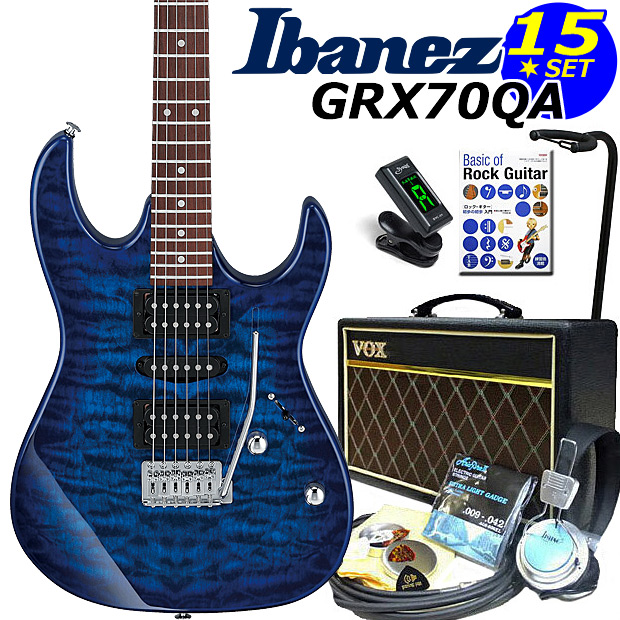 Ibanez（アイバニーズ） GRX70QA TBB エレキギター 初心者セット15点