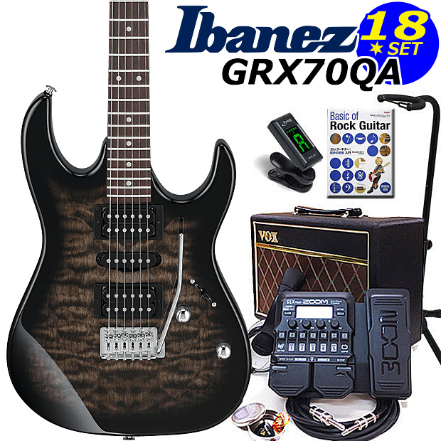 Ibanez アイバニーズ GRX70QA TKS エレキギター 初心者セット18点 VOXアンプ ZOOM G1XFour付き  VQtIrghCsi, 楽器、手芸、コレクション - convivialmc.com