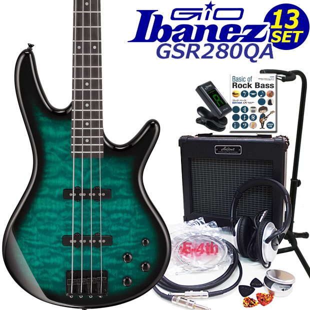 Gio Ibanez GSR280QA-TMS アイバニーズ 4弦エレキベース 入門13点 