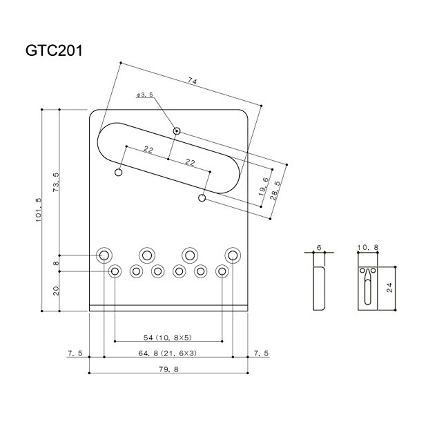 GOTOH ゴトー テレキャスター ブリッジ GTC201 G(ゴールド)