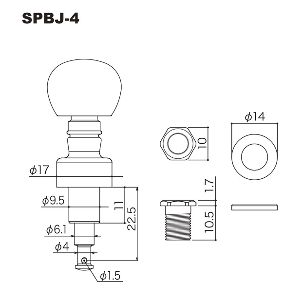 GOTOH ゴトー バンジョー ペグ (4弦セット) SPBJ-4 AI(白ボタン) N