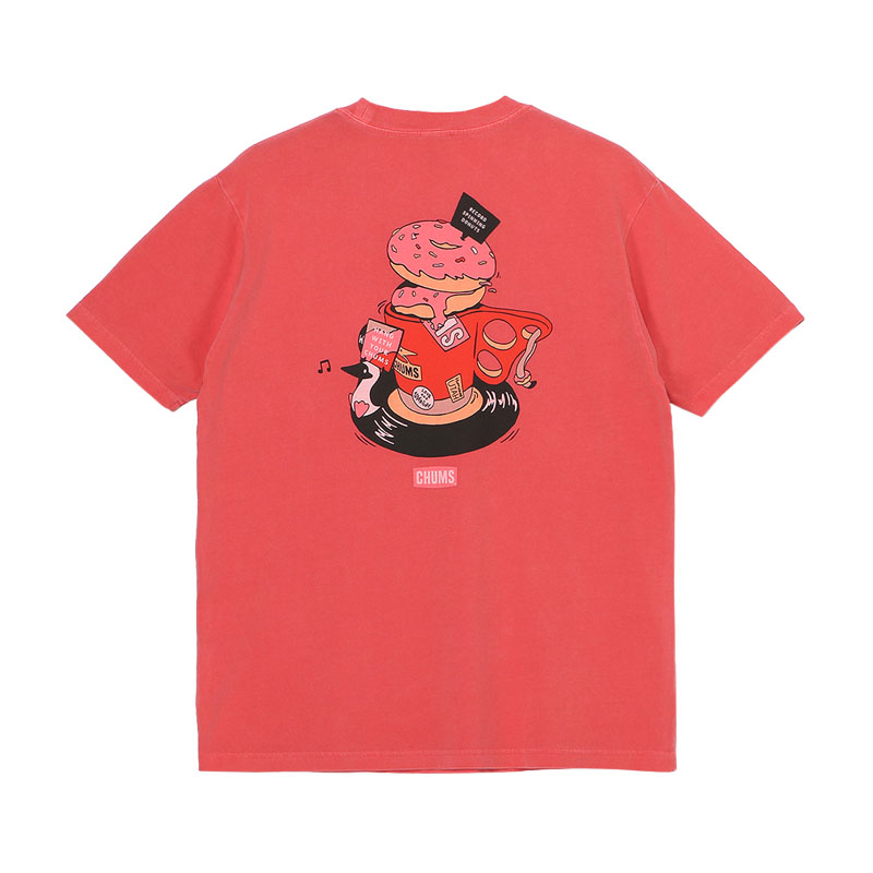 CHUMS チャムス Tシャツ チャムスレコード＆ドーナツTシャツ ユニセックス 半袖 コットン ドーナツ レコード CH01-2530 CHUMS チャムス Tシャツ チャムスレコード＆ドーナツTシャツ
