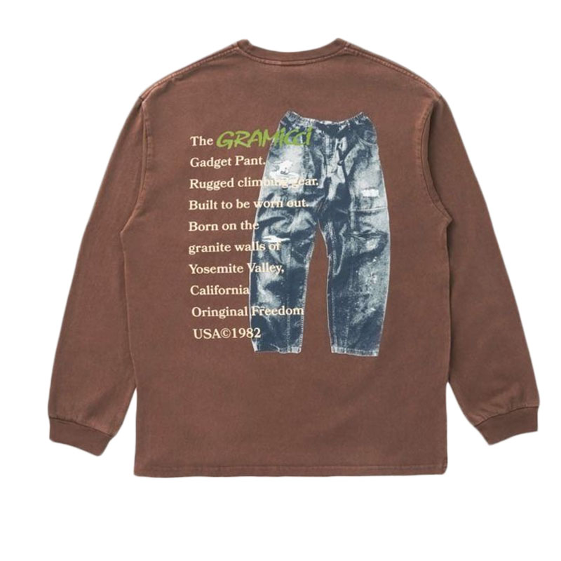 グラミチ ガジェットパンツL/S Tシャツ メンズ レディース 長袖Ｔシャツ ロンＴ グラフィック カジュアル アウトドア 普段着 G4FU-T118 GRAMiCCi 2024秋冬 GRAMICCI グラミチ ガジェットパンツL/S Tシャツ メンズ
