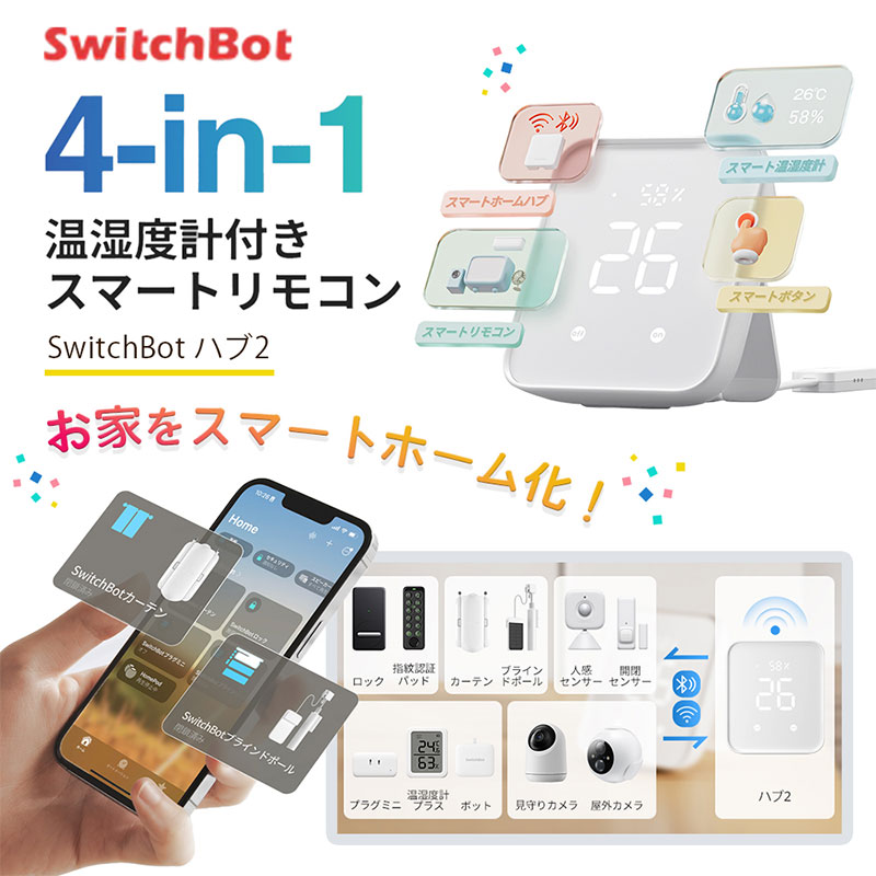 SwitchBot（スイッチボット） 朝目覚めカーテンセット ハブ2