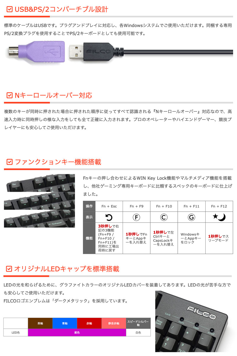 FILCO Majestouch + ASK 日本語配列 有線 フルサイズ CHERRY MX