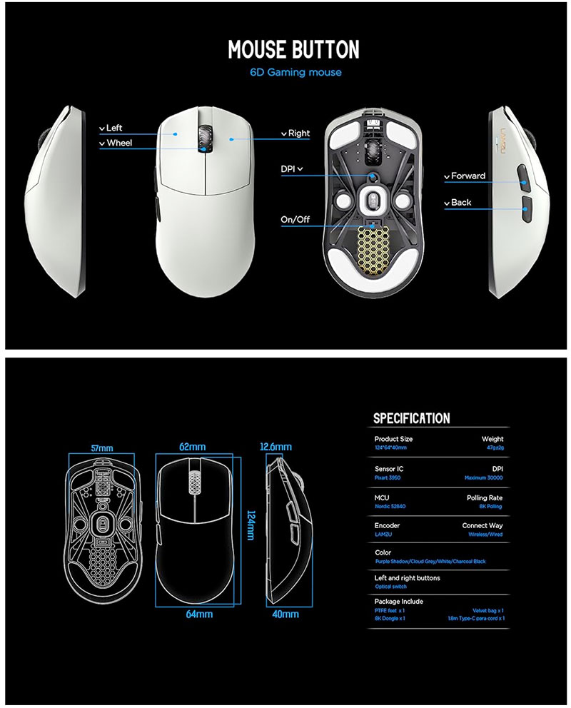 Lamzu MAYAX 8K グレー LAMZU MAYA X Gaming Mouse
