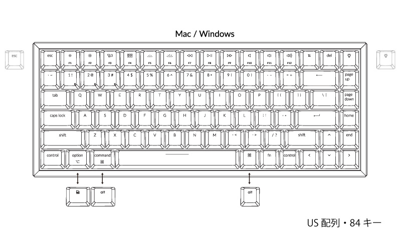 Keychron キークロン K2 V2 Mac英語配列 有線 / ワイヤレス