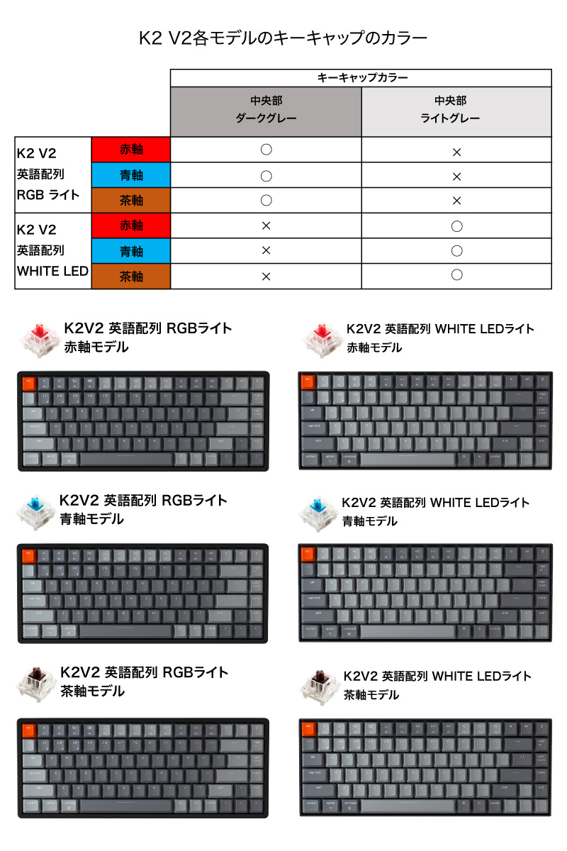 Keychron キークロン K2 V2 Mac英語配列 有線 / ワイヤレス テンキー