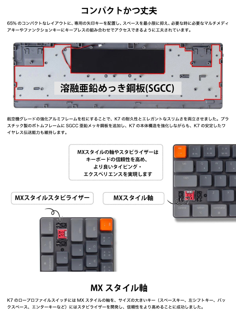 Keychron K7 Mac英語配列 ロープロファイル オプティカル ホット