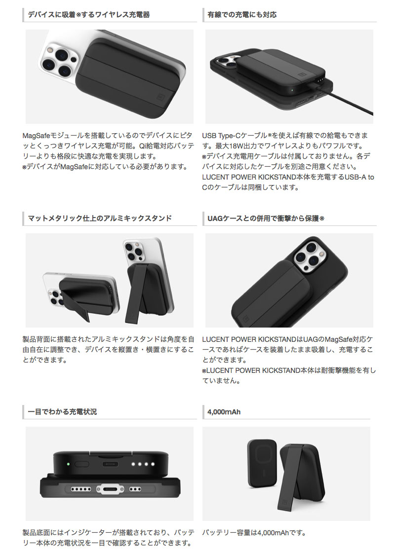 UAG U by LUCENT POWER KICKSTAND マグネット式ワイヤレス