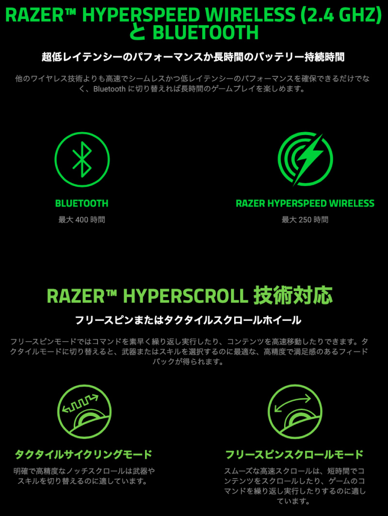 Razer レーザー Naga V2 HyperSpeed 21ボタン 2.4GHz / Bluetooth 5.0