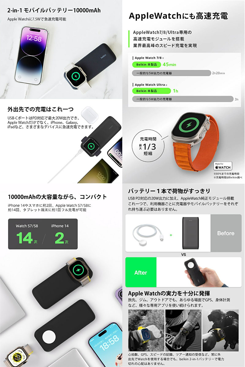 BELKIN ベルキン BoostCharge Pro 2-in-1 iPhone + Apple Watch 急速 
