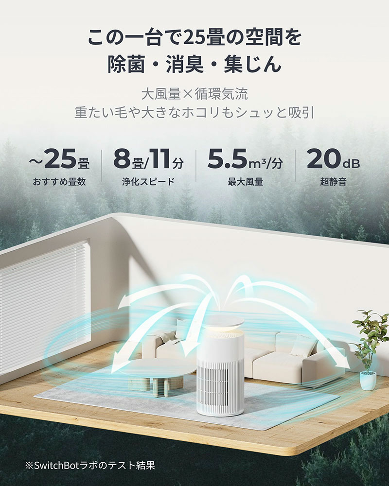 SwitchBot（スイッチボット） ペット専用設計 空気清浄機 W5302300