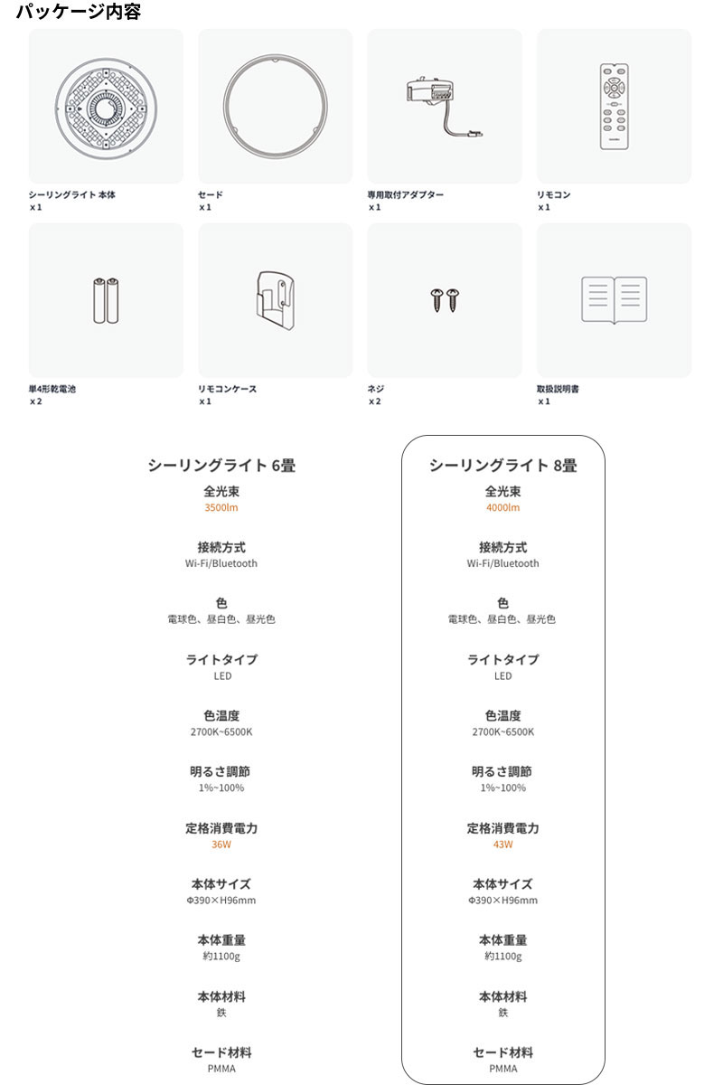 SwitchBot（スイッチボット） シーリングライト 8畳 リモコン付き