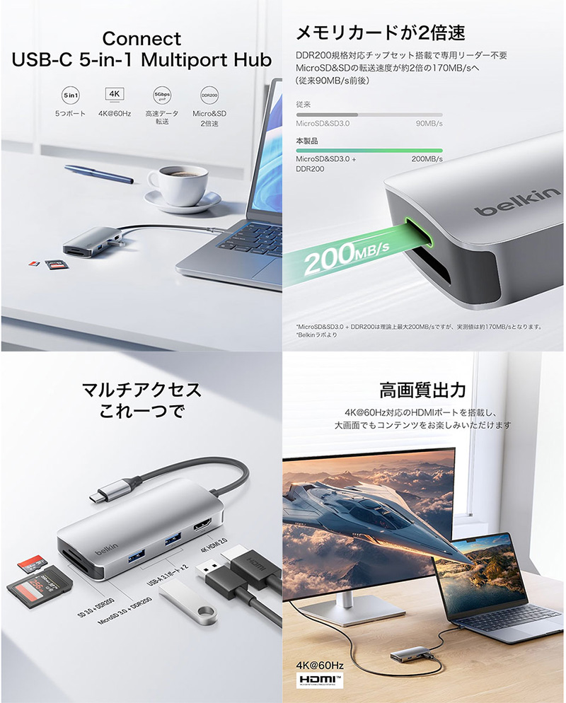 5-in-1 マルチポートハブの画像