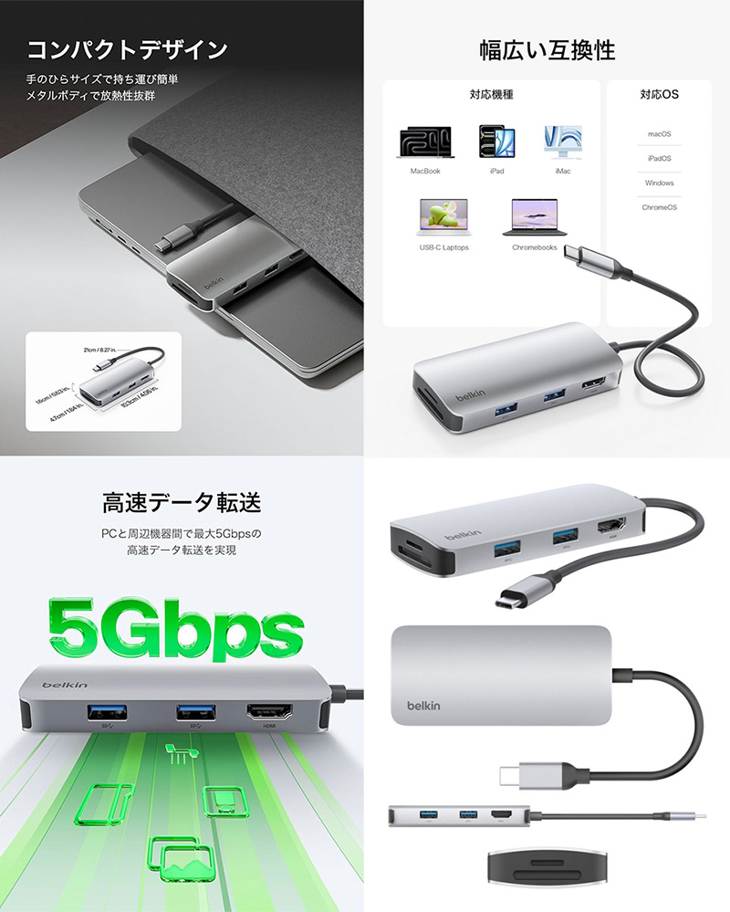 5-in-1 マルチポートハブの画像