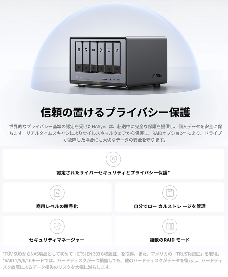 UGREEN ユーグリーン NASync DXP6800 Pro 6+2ベイ DXP6800Pro