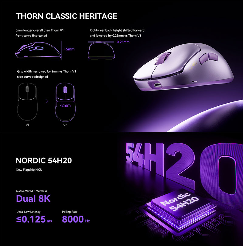 LAMZU ラムズ Thorn V2 ワイヤレスゲーミングマウス 8Kレシーバー付属