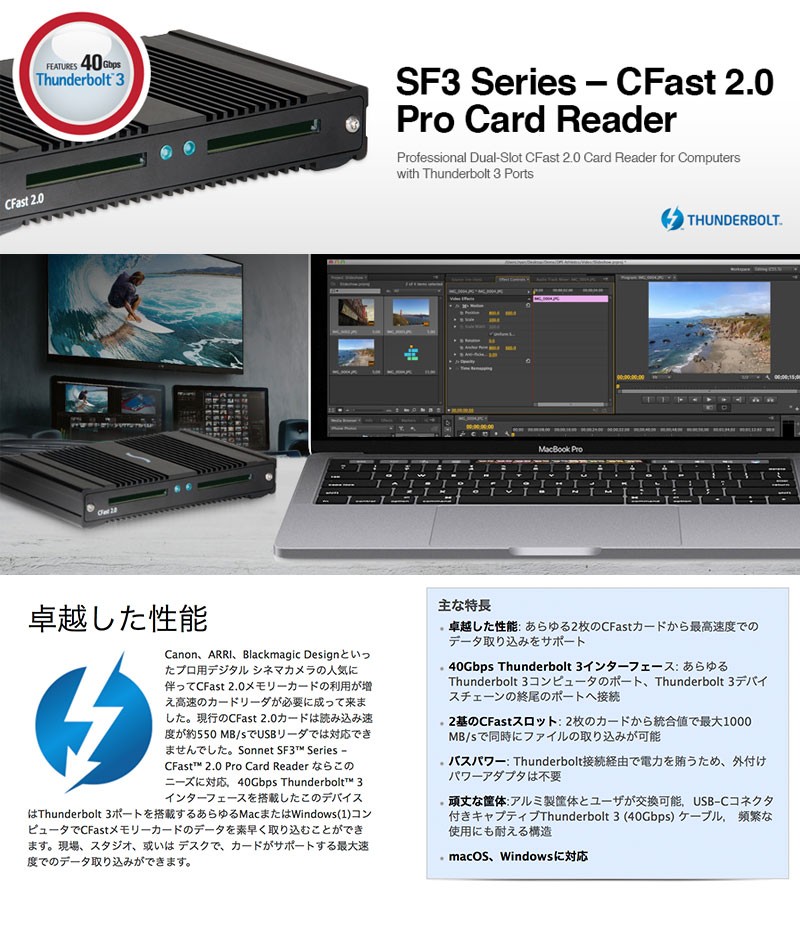 SONNET ソネット テクノロジー SF3 Series - CFast 2.0 Pro Card