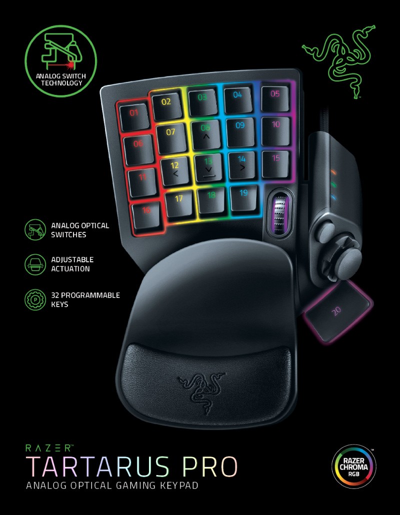 Razer Tartarus Pro アナログオプティカルスイッチ 左手用キーパッド