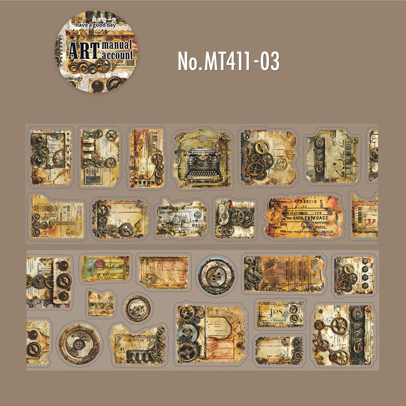 コラージュ 素材 ロールシール タグ ラベル 蝶 歯車 ジャンク