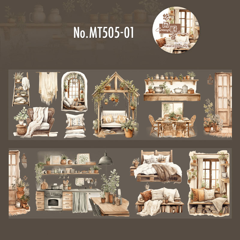 コラージュ 素材 マスキングテープ マステ 部屋 インテリア 本屋 本棚