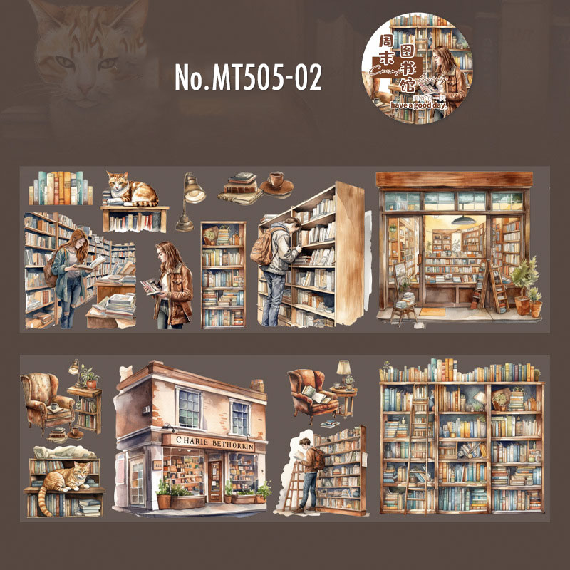 コラージュ 素材 マスキングテープ マステ 部屋 インテリア 本屋 本棚