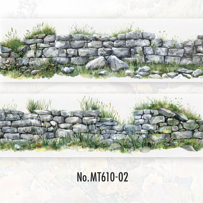 コラージュ 素材 マスキングテープ マステ 石垣 石積 壁 レンガ 塀