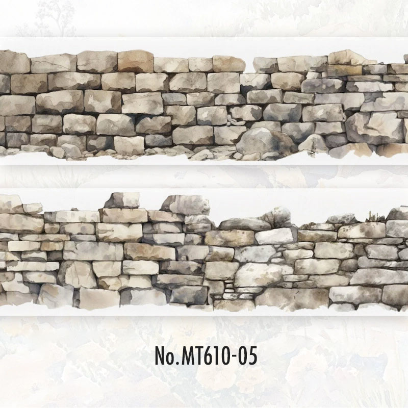 コラージュ 素材 マスキングテープ マステ 石垣 石積 壁 レンガ 塀