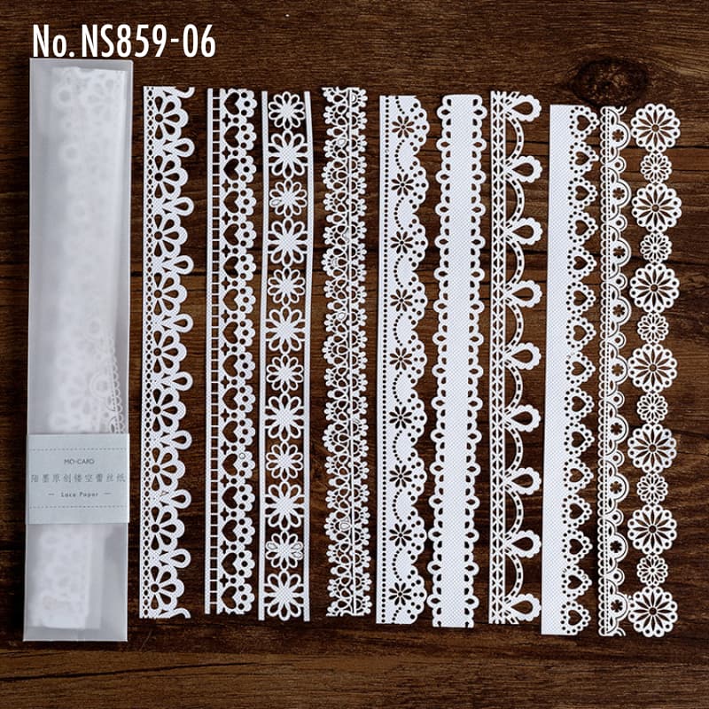 NS859 レースペーパー 切り絵 レース紙 蝶 植物 門 コラージュ 素材 紙