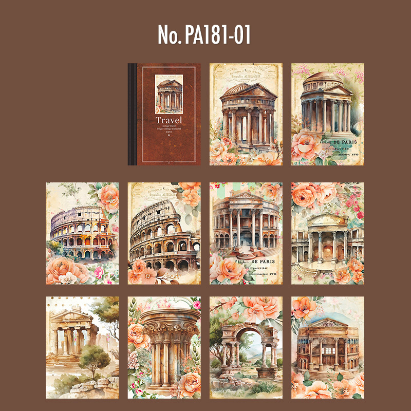 コラージュ 素材 デザイン ペーパー 建物 建築物 観光地 ジャンク