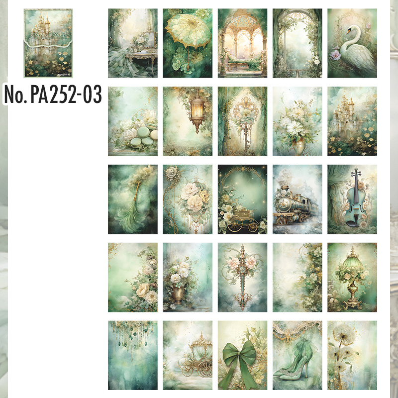 コラージュ 素材 デザイン ペーパー 白鳥 花 ファンタジー ジャンク